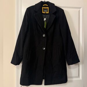 NWT Sam Edelman Black Notch Collar Wool Coat Size 12